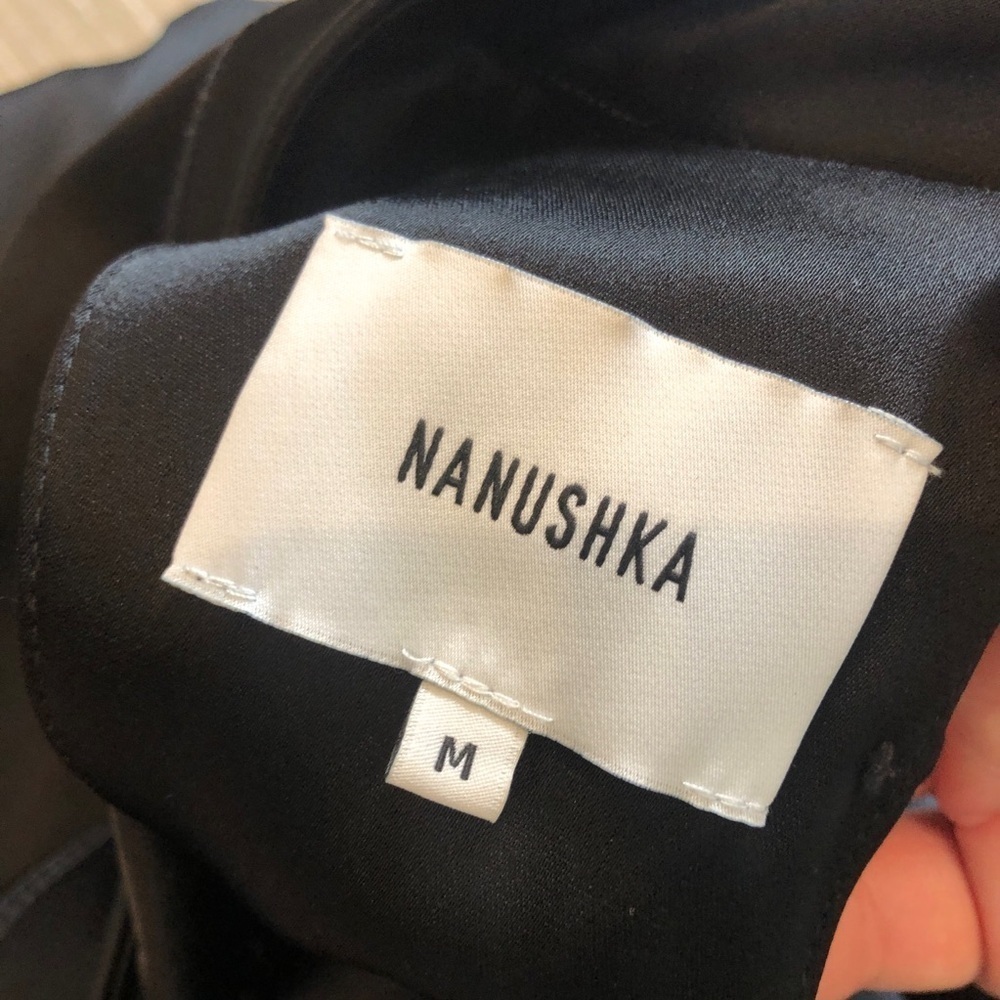 Nanushka Bhumi Satin Cutout Black Midi Dress Womens Size Black - Picture 7 of 10